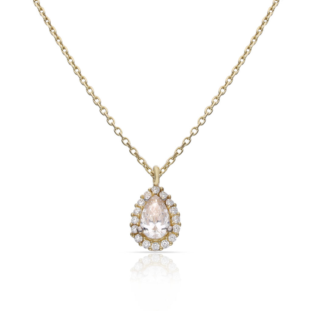 Gargantilla Oro 18K Lágrima Piedra Circonita 6x9mm