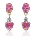 Pendientes Oro 18Kl Corazón Rosa de Francia - 6,50x20mm