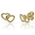 Pendientes Plata Chapada Oro Corazones Entrelazados 11x8mm