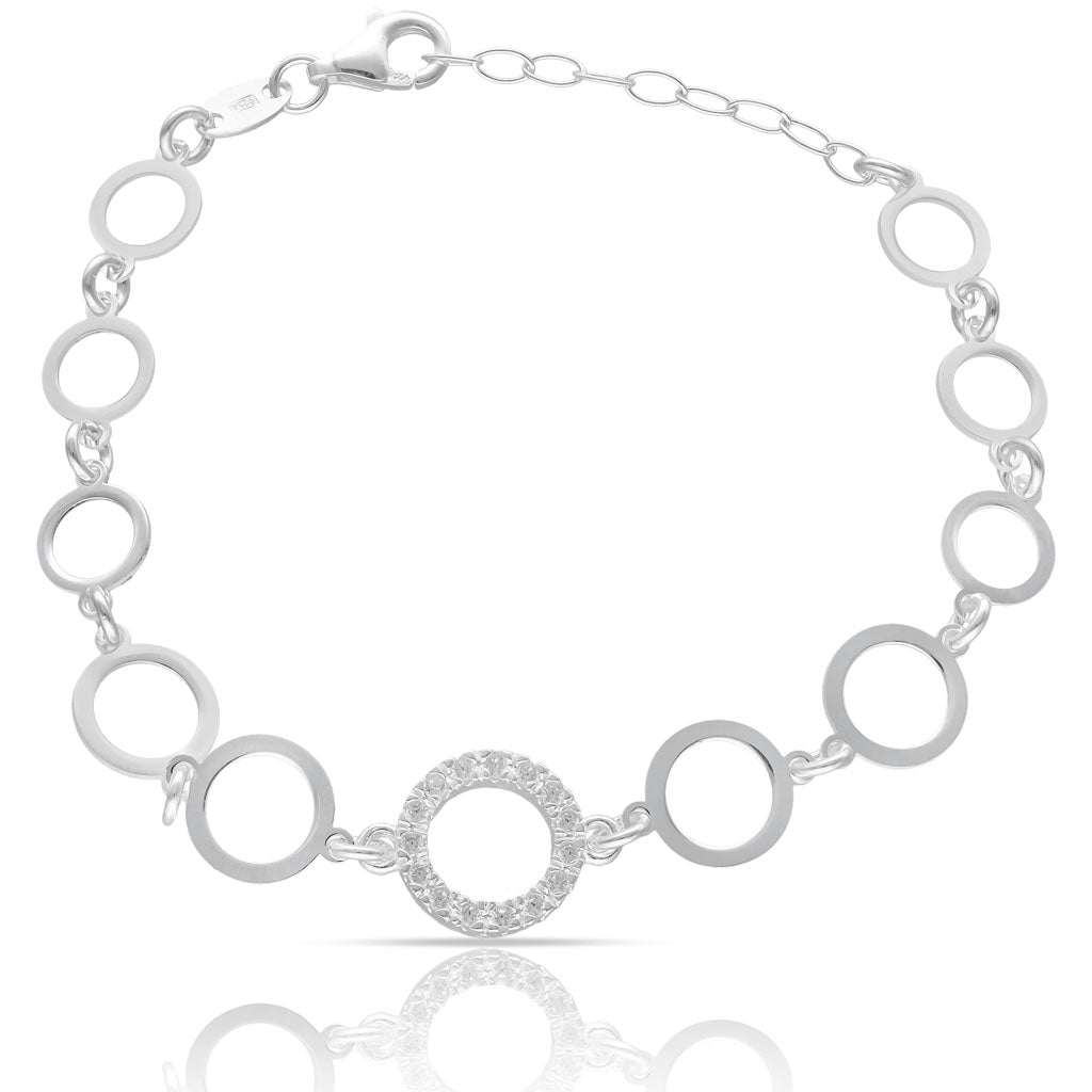 Pulsera Plata 925 Círculos + Circonitas