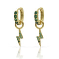 Aros Plata Chapada Oro Rayo con Circonitas Verdes 3mm
