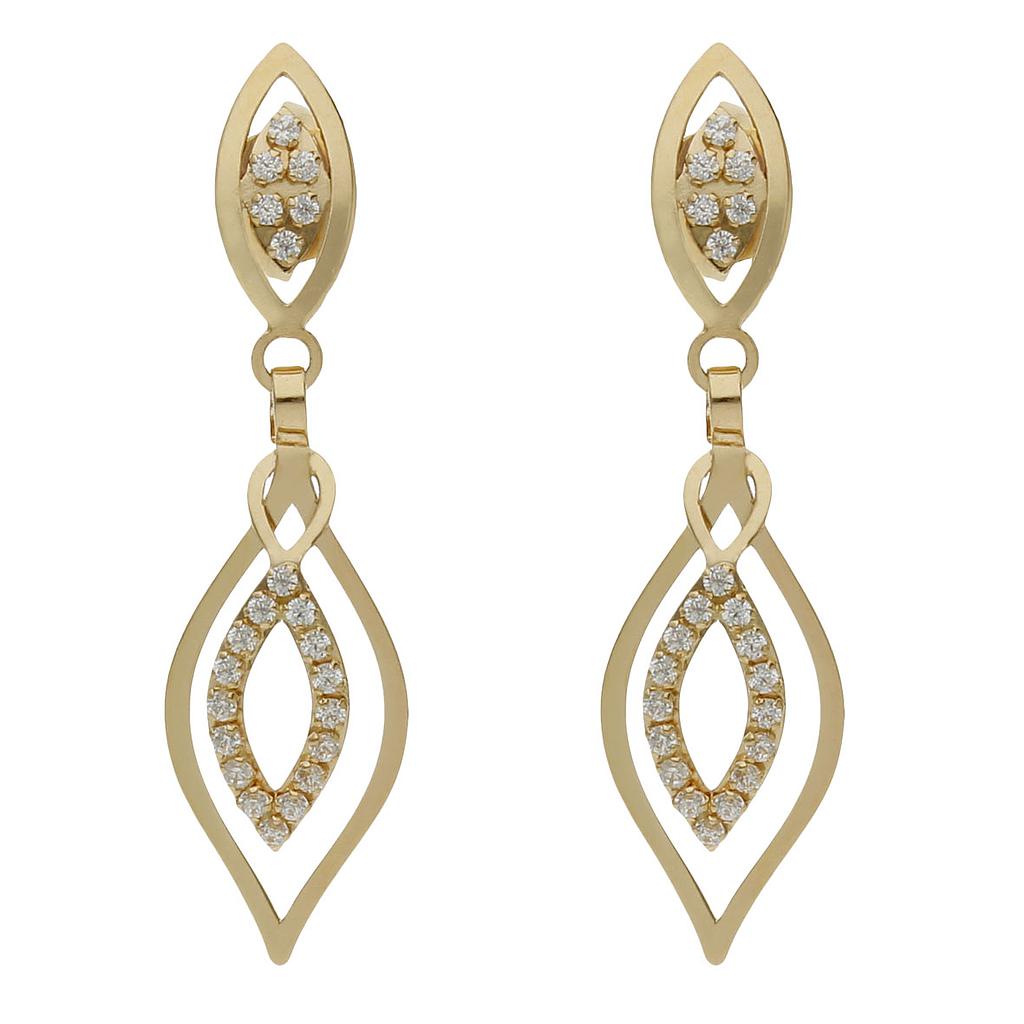 Pendientes Oro 18Kl con Circonitas - 8x30mm
