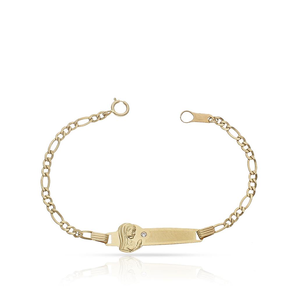 Pulsera Bebé Oro 18K Virgen Niña Circonita