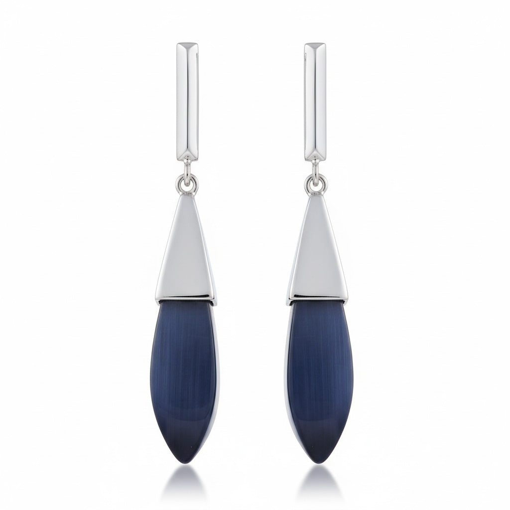 Pendientes Plata 925 Ojo de Gato Amatista