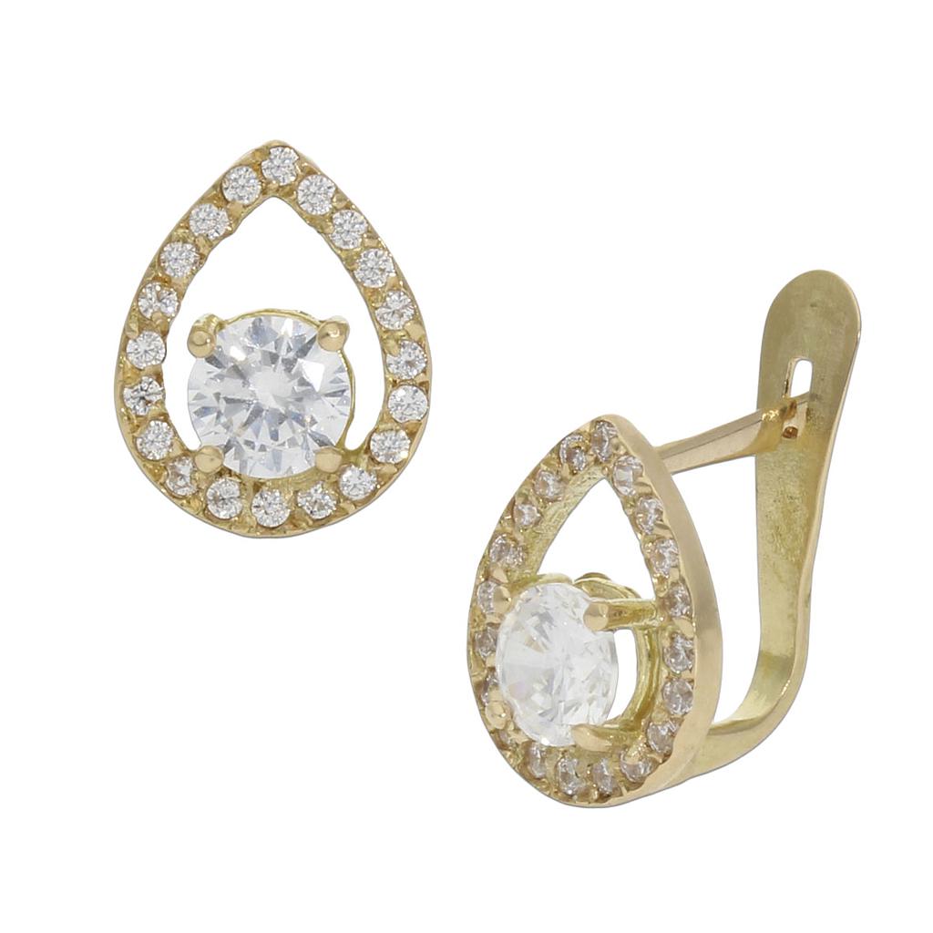 Pendientes Oro 18K Circonitas 8x10mm