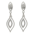 Pendientes Oro Blanco 18Kl con Circonitas - 8x30mm