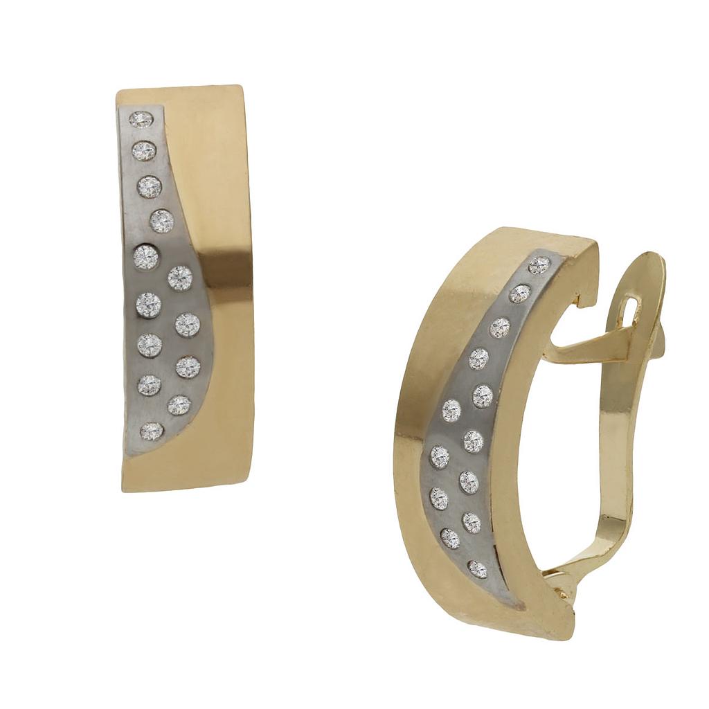 Pendientes Oro 18Kl Bicolor Circonitas 5x16mm