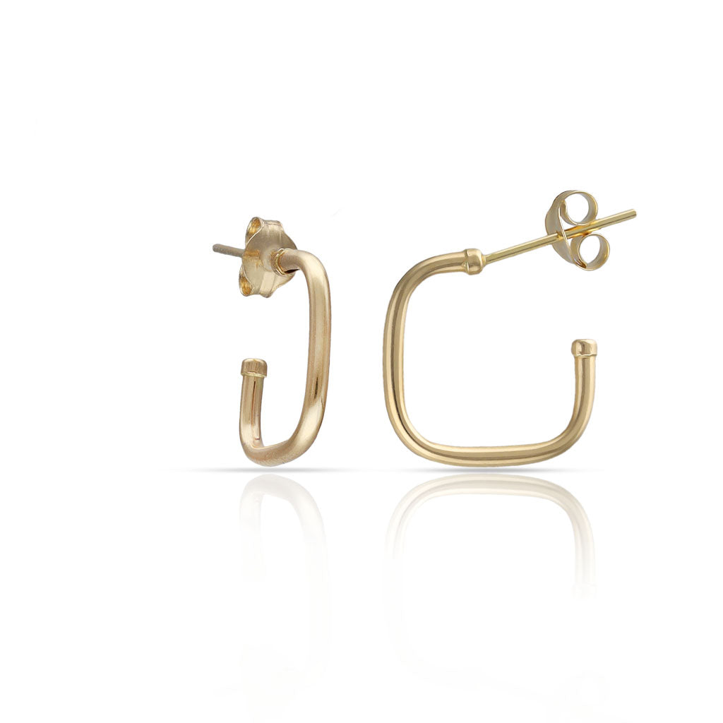 Aros Tubo Oro 18KL Cuadrados - 11x11mm