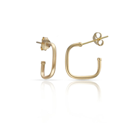 Aros Tubo Oro 18KL Cuadrados - 11x11mm