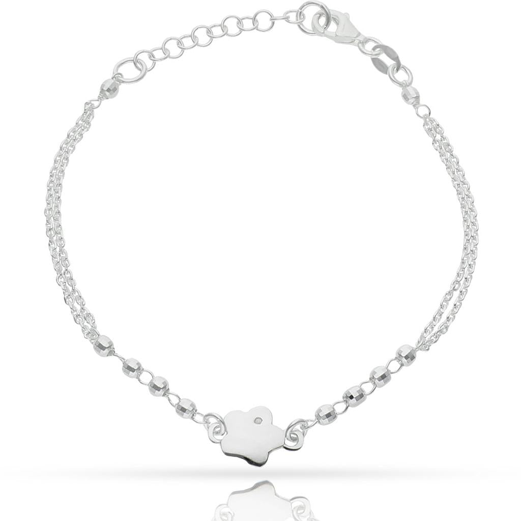 Pulsera Plata 925 Flor + Bolas