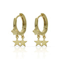 Aros Plata Chapada Oro Estrellas 4mm