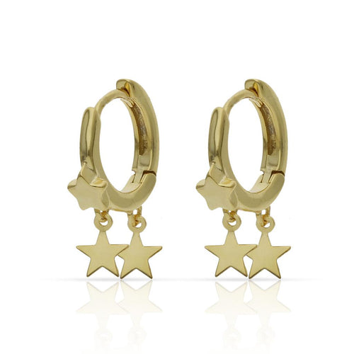 Aros Plata Chapada Oro Estrellas 4mm