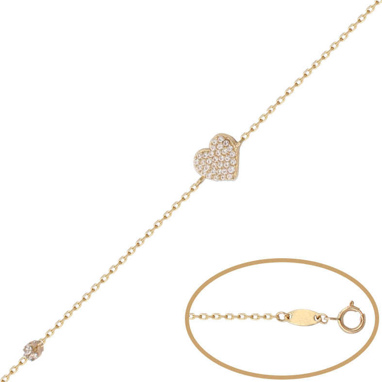 Pulsera Oro 18Kl Corazón Circonitas