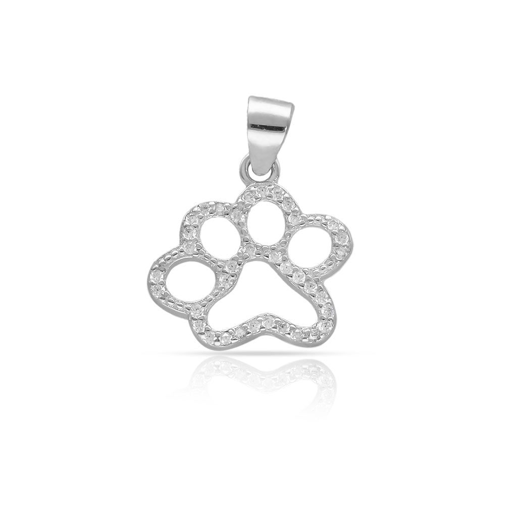 Colgante Plata 925 Huella Perro con Circonitas