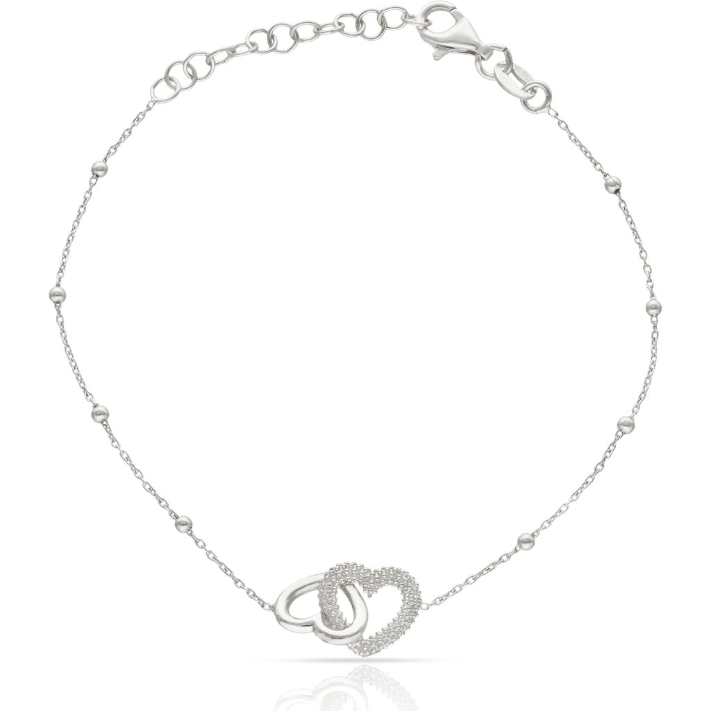 Pulsera Plata 925mm Corazones Entrelazados