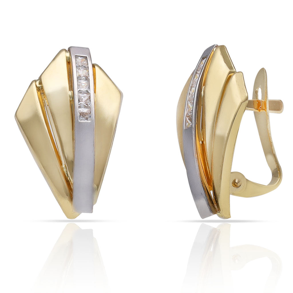 Pendientes Oro 18Kl Bicolor Circonitas