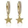 Pendientes Plata Chapada Oro Estrellas y Circonitas en Aro