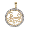 Colgante Oro 18KL Mamá Bicolor con Cerco de Circonitas - 20mm