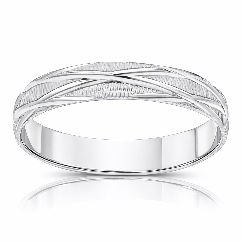 Alianza Oro Blanco 18KL Tallada 4mm