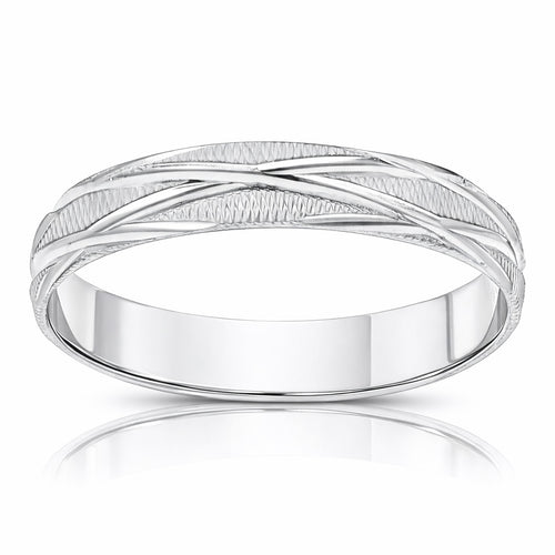 Alianza Oro Blanco 18KL Tallada 4mm