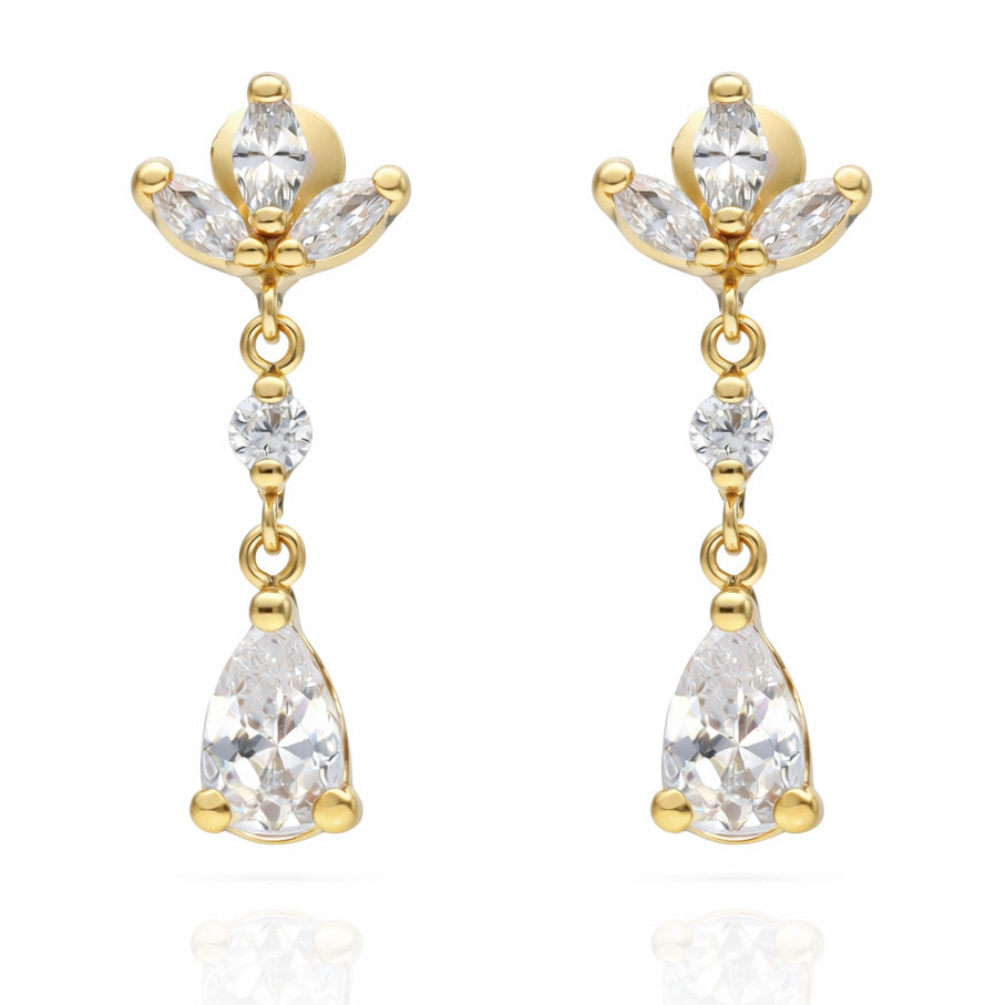 Pendientes Oro 18Kl Circonitas 8x20mm