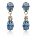 Pendientes Oro 18Kl Piedras Agua Marina y Circonitas - 6,50x20mm