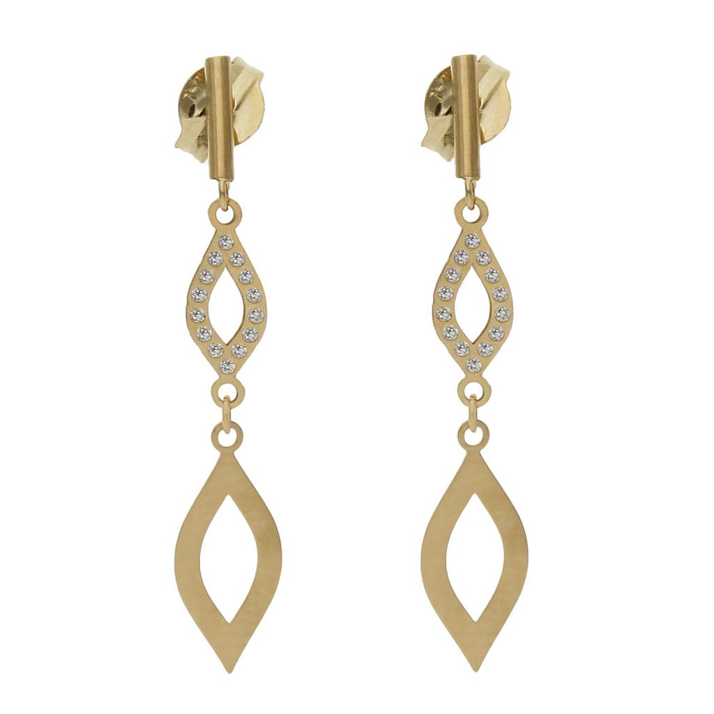 Pendientes Oro 18Kl con Circonitas - 5x30mm