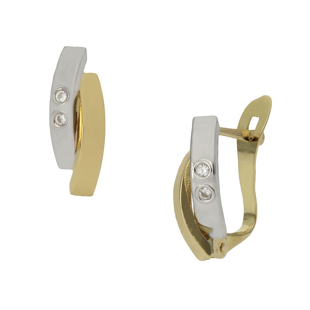 Pendientes Oro 18Kl Bicolor Circonitas 5x13mm