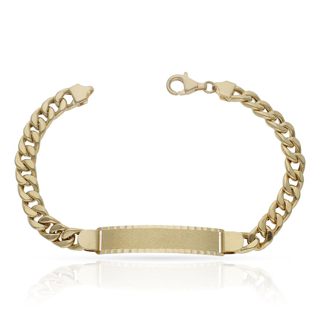 Pulsera Oro 18KL Hueca Barbada Placa