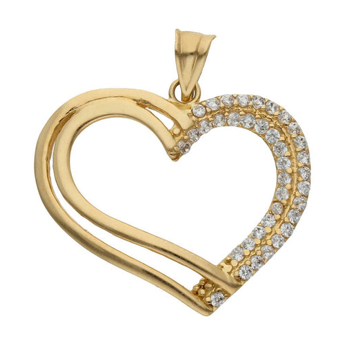Colgante Oro 18K Corazón Circonitas 23x20mm