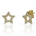 Pendientes Plata Chapada Oro Estrellas con Circonitas 10mm