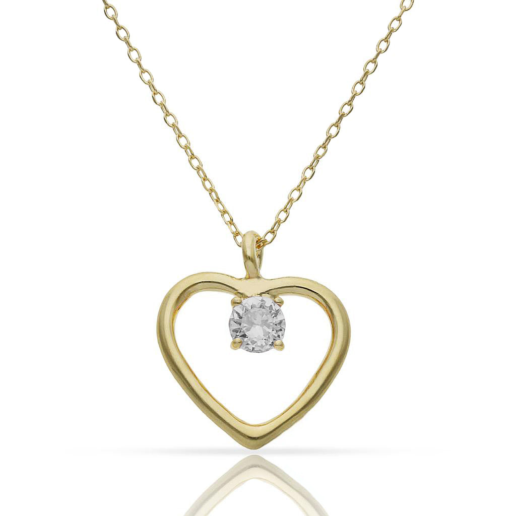 Gargantilla Plata Chapada Oro Corazón y Circonita