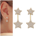 Pendientes Oro 18Kl Front&Back Estrellas con Circonitas - 2 en 1