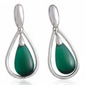 Pendientes Plata 925 Ojo de Gato Verde - 18x41mm