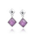 Pendientes Plata 925 Ojo de Gato Fucsia - 14x27mm