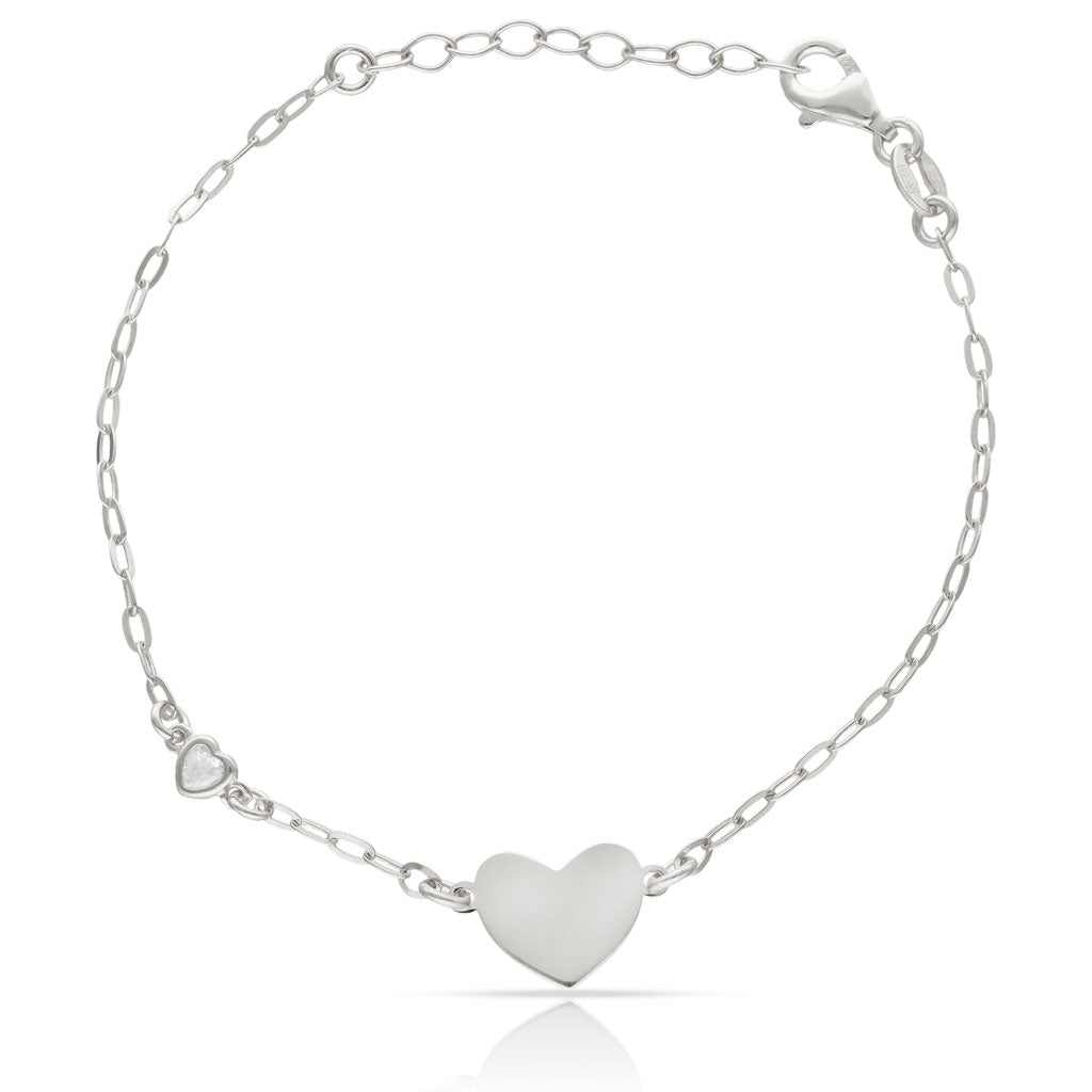 Pulsera Plata 925mm Corazón + Circonita