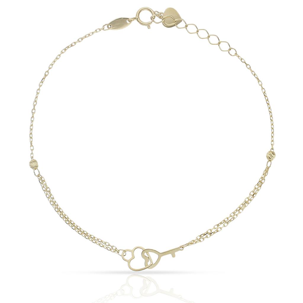 Pulsera Oro 18Kl Llave + Corazón