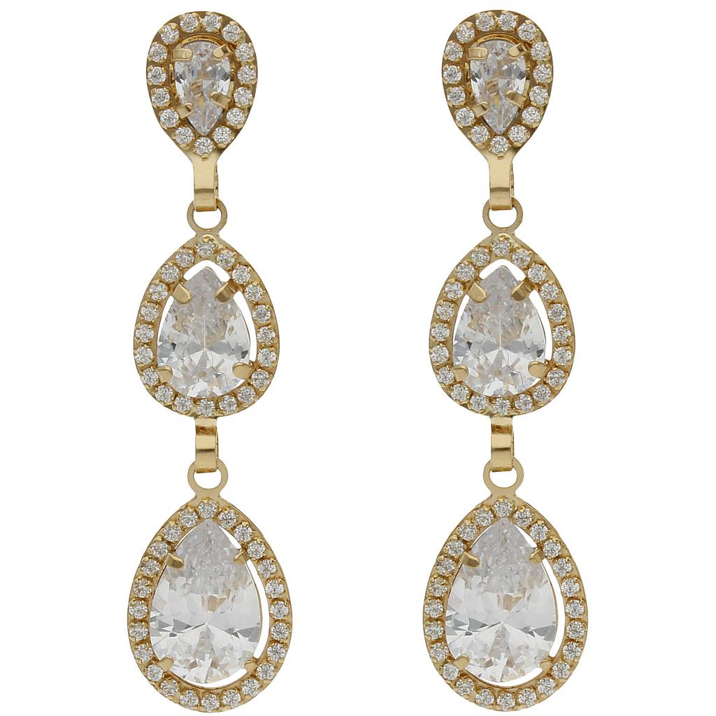 Pendientes Oro 18Kl Circonitas 9x39mm