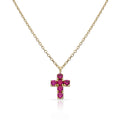 Gargantilla Oro 18K Cruz Piedras Rojas