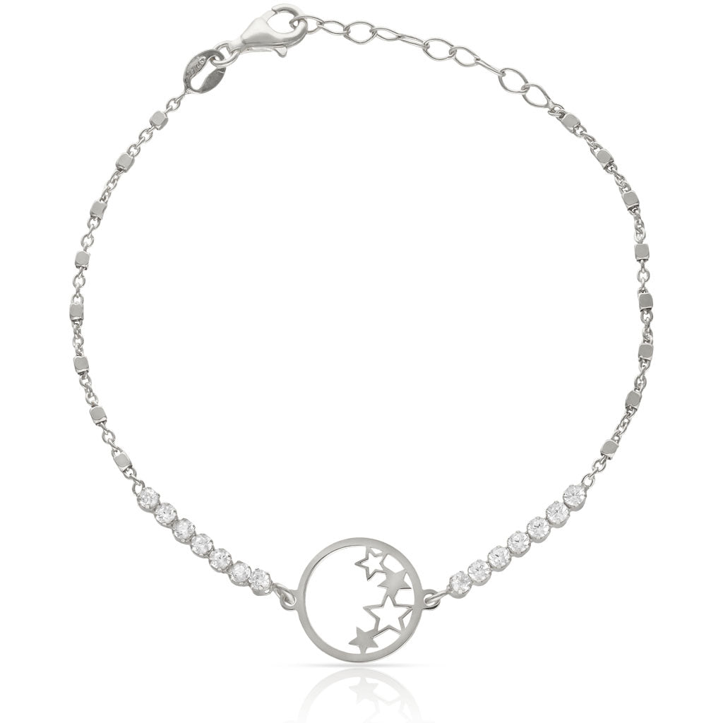 Pulsera Plata 925 Círculo Estrellas