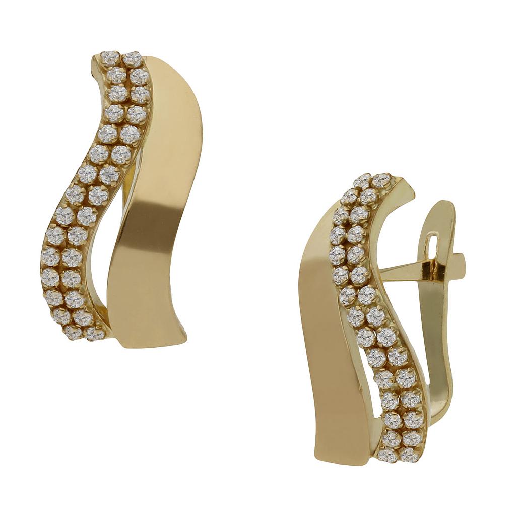 Pendientes Oro 18K Ondas Circonitas