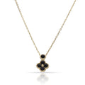Gargantilla Oro 18K Flor Circonitas Negras