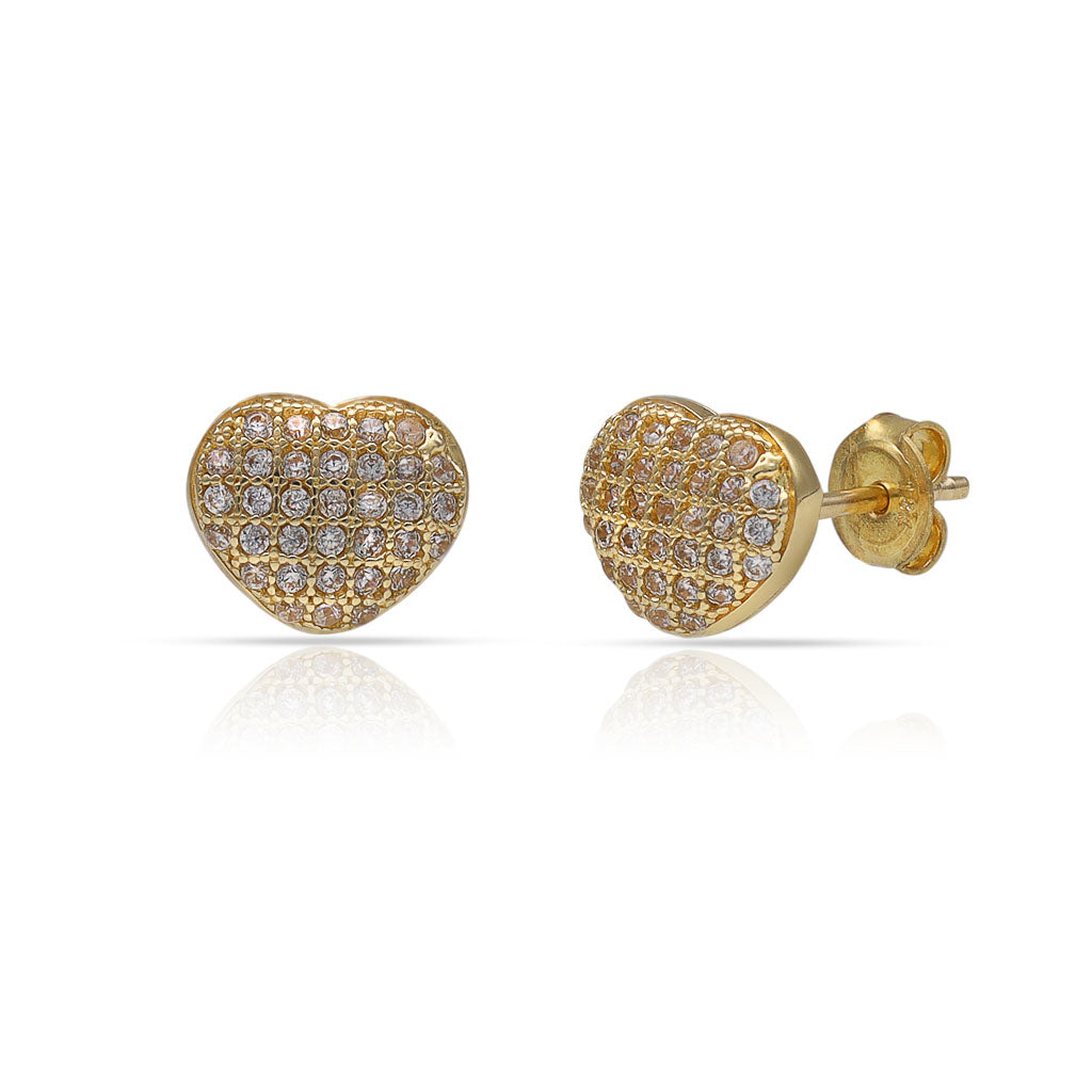 Pendientes Oro 18Kl Corazón Circonitas