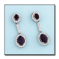 Pendientes Oro Blanco 18Kl con Zafiros y Circonitas - 9x27mm