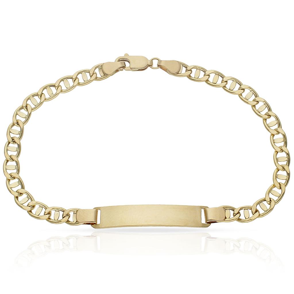 Pulsera Oro 18K Ancla Placa Hombre