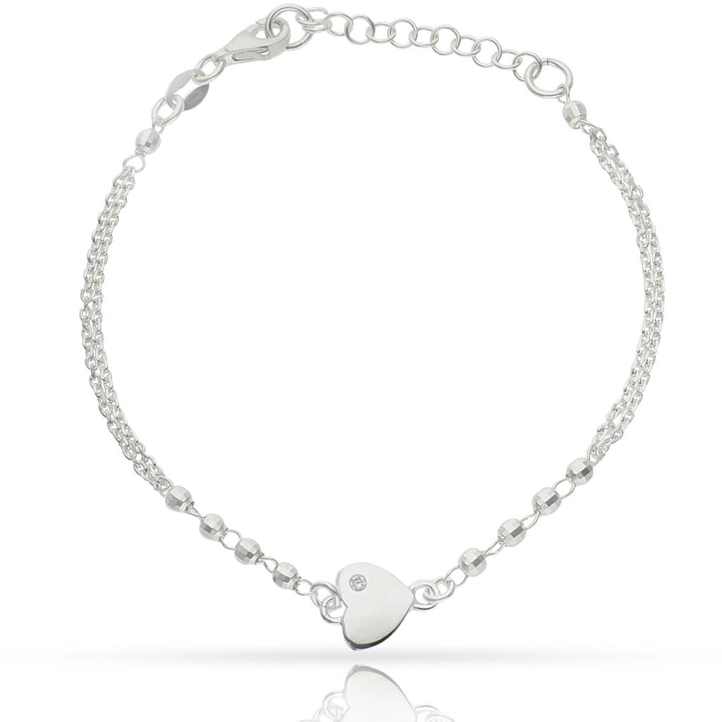 Pulsera Plata 925 Corazón + Bolas