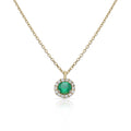 Gargantilla Oro 18K Cerco Circonitas + Piedra Verde 6mm