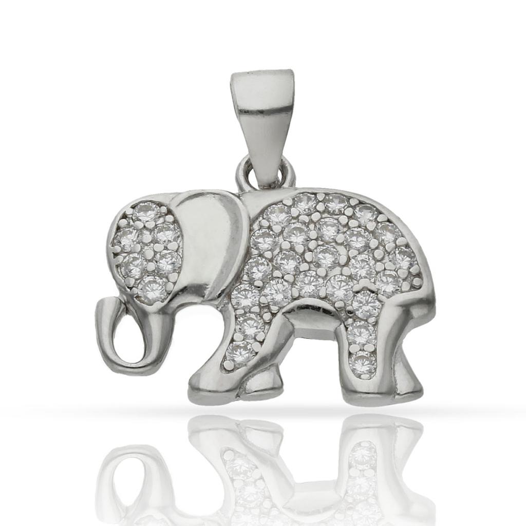 Colgante Plata 925 Elefante con Circonitas