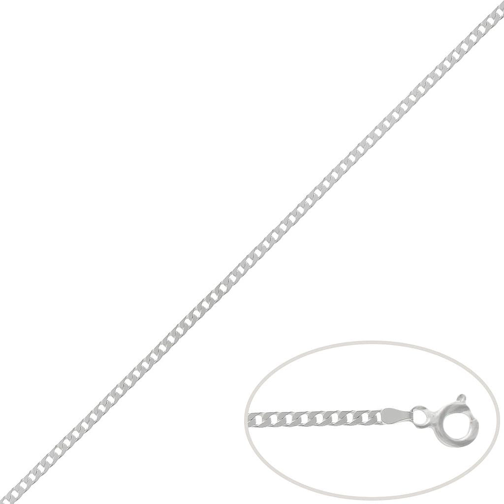 Cadena Plata 925 Barbada Maciza Plana 2mm