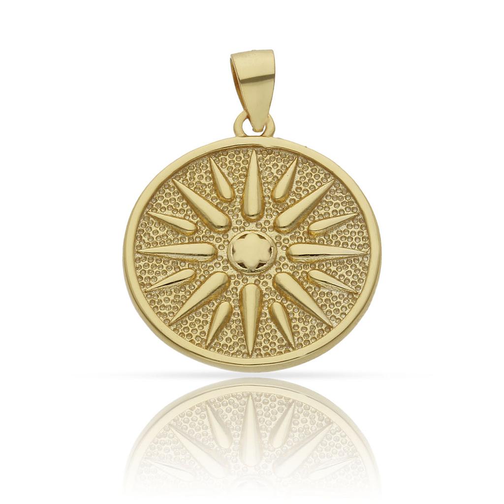Colgante Plata Chapada en Oro Sol Egipcio 20mm